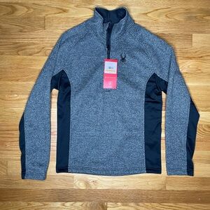 Spyder Outbound Jacket Men's Small Heathered Black 1/4 Zip Embroidered Logo NWT